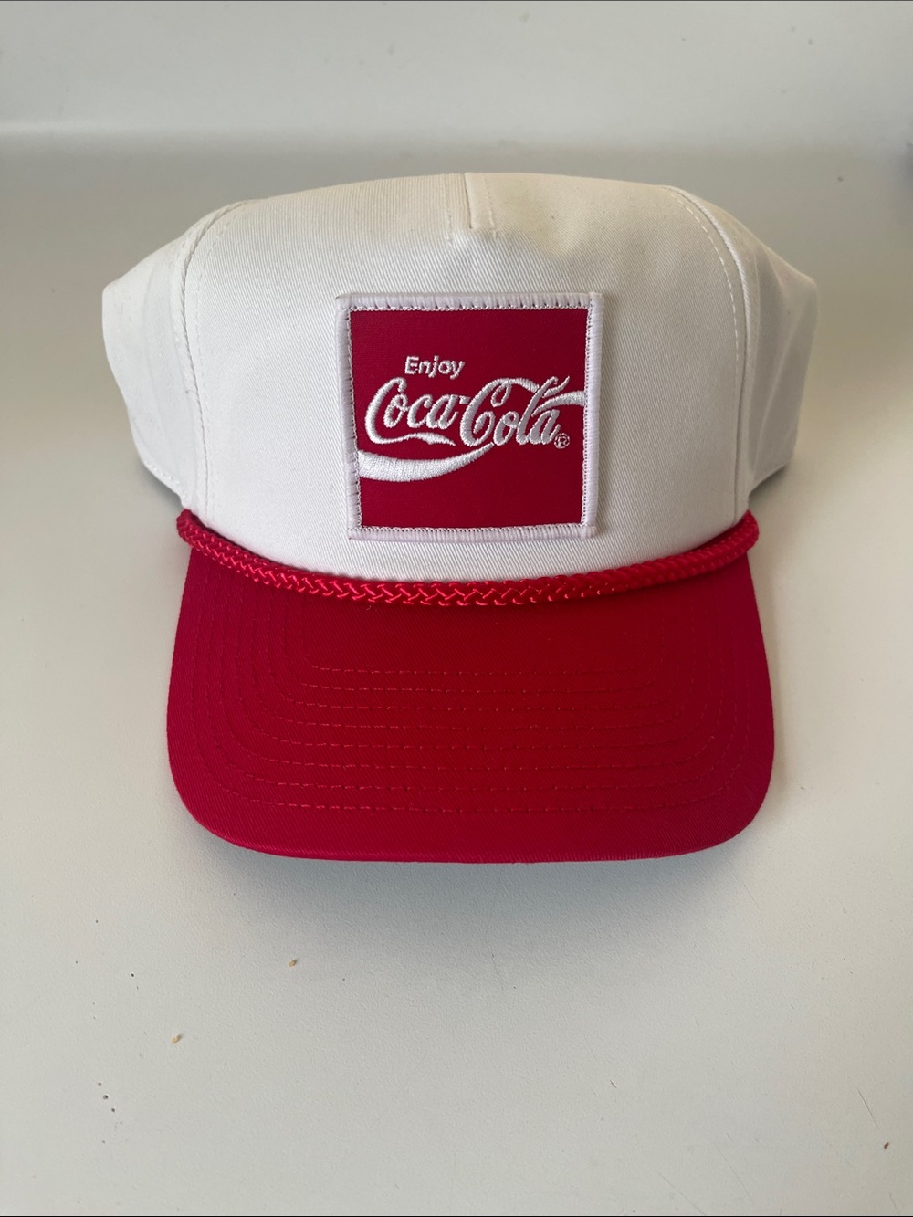 Coca Cola Kids White Hat with Red Visor and Patch